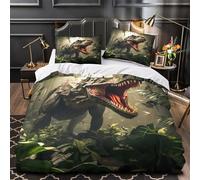XQGASOEBN Dinosaur Roaring Set Di Copripiumino 3 Pezzi microfibra traspirante stampa di 3D con federa Fantasia Jungle Set Di Copripiumino cerniera soffice ariosa for coppie Double（200x200cm）