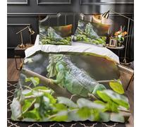 XQGASOEBN Green Lizard Copripiumino 3 Pezzi stampa 3D microfibra morbida con cerniera Wild Animal Set Di Copripiumino con federa soffice ultra morbido for adulti Super king（260x220cm）