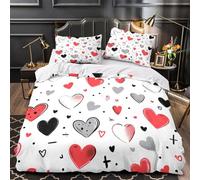 XQGASOEBN He Doodles Set Di Copripiumino 3 Pezzi microfibra morbida stampa 3D con federa Hand Drawn Romantic Set Di Copripiumino cerniera soffice ariosa for coppie Single（135x200cm）