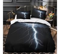 XQGASOEBN Lightning Strike Set Di Copripiumino microfibra ultra morbida 3 Pezzi stampa 3D con federa Dark Storm Sky Set Di Copripiumino con federa soffice traspirante for ragazzi Single（140x200cm）