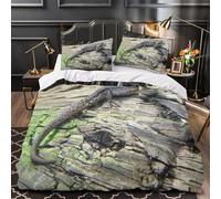XQGASOEBN Lizard on Log Copripiumino 3 Pezzi stampa 3D ultra microfibra con cerniera Nature Wildlife Set Di Copripiumino con federa per cuscini morbido e comodo for coppie Super king（260x220cm）