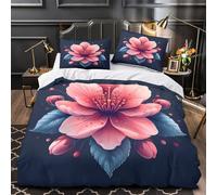 XQGASOEBN Pink Blossom Set Di Copripiumino microfibra morbida stampa di 3D con cerniera 3 Pezzi con federa soffice Digital copripiumino ariosa for adulti Double（200x200cm）