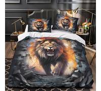 XQGASOEBN Royal Leone Roar Set Di Copripiumino morbida microfibra 3 Pezzi stampa 3D con federa Fantasia Beast work Set Di Copripiumino cerniera soffice traspirante for adolescenti King（220x240cm）