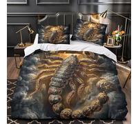 XQGASOEBN Scorpion Set Di Copripiumino microfibra ultra morbida 3 Pezzi stampa di 3D con federa Mitico Fantasia Set Di Copripiumino cerniera soffice ariosa for bambini King（220x240cm）