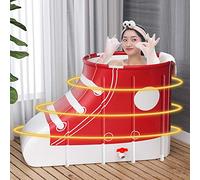 XQHD Grande Vasca da Bagno Pieghevole, Spa Portatile Adulto Secchio per Box Doccia, Mantenimento Efficiente della Temperatura,Red