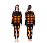 XQIDa durable Completo Intimo Termico riscaldato da Uomini per Lo Sci Invernale,Tramite USB Riscaldamento Intelligente a 42 Zone Maglia e Pantaloni Termici & Nero/XL