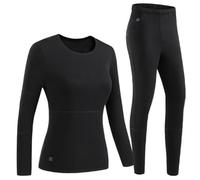 XQIDa durable Completo Intimo Termico riscaldato da Uomini per Lo Sci Invernale,Tramite USB Riscaldamento Intelligente a 42 Zone Maglia e Pantaloni Termici & Nero/L