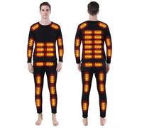 XQIDa durable Completo Intimo Termico riscaldato da Uomo per Lo Sci Invernale,Tramite USB Riscaldamento Intelligente a 42 Zone Maglia e Pantaloni Termici & Nero/M