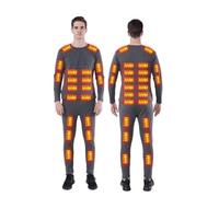XQIDa durable Completo Intimo Termico riscaldato da Uomo per Lo Sci Invernale,Tramite USB Riscaldamento Intelligente a 42 Zone Maglia e Pantaloni Termici & Grigio/L