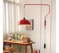 XQIDIANAA Lampada A Sospensione con Spina da, Lampada A Sospensione di metà Secolo con Cavo di Alimentazione, Lampade A Sospensione Rosse, Paralume in Metallo in Stile Nordico