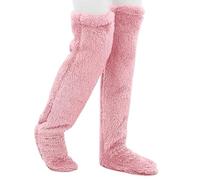 XQILGVF Calze a Pantofola pelose Alte Fino al Ginocchio, Scaldamuscoli Pelosi, Calzini Invernali Calzini da Notte per Donna (One Size,Pink)