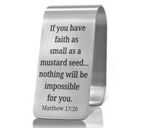 XQLZY If You Have Faith as Small As A Mustard Seed Nothing Will Be Impossible for You, clip per visiera per auto incisa in acciaio inox, accessori religiosi da viaggio, regalo di promemoria per guida