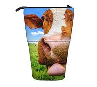 XqmarT Close Up Of Cow At A Farm Astuccio telescopico per matite, supporto per matite con cerniera Borsa per trucchi Astuccio per matite Borsa per penne