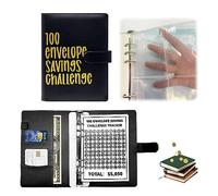 XQMMGO 100 Buste Challenge Binder, Saving Challenge, Famiglia Risparmio Con Buste in Contanti, Money Saving Envelope for School, Home, Office (Nero)