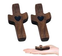 XQMMGO 2 Pezzi di Croce in Legno Intagliata a Mano con Cuori, d'Amore e Consolazione da Avvolgere, per Battesimo, Comunione, Preghiere di Devozione