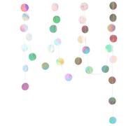 XQMMGO 5 ghirlande di carta da 4 m con glitter colorati, decorazione da appendere, ghirlanda rotonda iridescente, decorazione per feste, decorazioni da giardino (disco circolare)