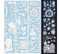 XQMMGO 9 Fogli Adesivi per Finestre, Natale, Autoadesivi, Riutilizzabili, in PVC, Decorazione Natalizia per Porte e Vetrine in Vetro (Babbo Natale)