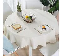 XQSSB Tovaglia Da Cucina Salotto Lavabile Motivo Floreale Cotone Lino Resistente All'Usura Multicolore Motivo diverse diametro Rotondo Bianco 140 cm