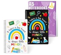 Xqumoi Confezione da 2 quaderni a spirale per insegnanti, formato A5, con scritta "It Takes A Big Heart to Shape Little Minds", a righe, per insegnanti, regalo di apprezzamento per il rientro a scuola