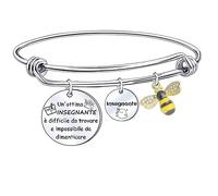 XQXQXZ Braccialetto insegnante Regali dell'insegnante Bracciale Braccialetto da DonnaUn bimbo impara quando l'amore insegna Ciondolo con Incisione Acciaio Regolare Regali di Laurea (2)
