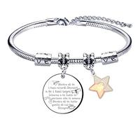 XQXQXZ Braccialetto insegnante Regali dell'insegnante Bracciale Braccialetto da DonnaUn bimbo impara quando l'amore insegna Ciondolo con Incisione Acciaio Regolare Regali di Laurea (5)