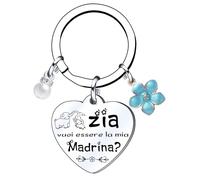 XQXQXZ Portachiavi Regalo Madrina - Zia Vuoi Essere la Mia Madrina - Regali di Famiglia da Nipote