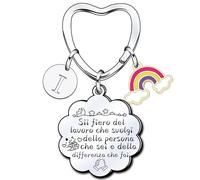 XQXQXZ "Sii fiero del lavoro che svolgi,della persona che sei e della differenza che faiidee regalo collega,regalo anniversario colleghe Portachiav Con letterei(A-Z) (9)