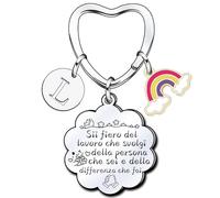 XQXQXZ "Sii fiero del lavoro che svolgi,della persona che sei e della differenza che faiidee regalo collega,regalo anniversario colleghe Portachiav Con letterei(A-Z) (12)