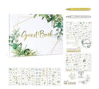 XQZMD Libro degli ospiti per matrimonio, libro degli ospiti fai da te con 8 adesivi + 2 penne metalliche, 144 pagine di carta di alta qualità, libro degli ospiti da compilare e incollare foto, ideale