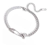 XQZWYFCBJB Sleek Adjustable Heart Paperclip Bracelets Stainless Steel Stackable Jewelry for Casual Styles Layering Paperclip Charm Bracelet