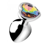 XR Brands Butt Plug Rainbow Heart - Medio