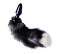 XR Brands TAILZ - Plug Anale Coda di Volpe - Nero/Bianco