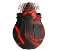 XR PLAY HARD Rosa nera per donne e coppie. Rosa leccata perfetta per zone erogene. Silicone di alta qualità, impermeabile e ricaricabile, 1 pezzo, nero e rosso.