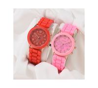 (XR4908-RD-XR4908-PK) Set di 2 orologi da donna di lusso, eleganti e di lusso, con cinturino in silicone