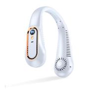 XRASKU Portable Neck Fan Hands Free Bladeless Fan 5200mAh, Air Volume,360° Cooling, 5 Speeds Personal Fan Long Use Time Gift for Women Men 0705(Bianco)