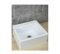 XRB2050 Bianco Lavello Quadrata, 33.5x29x13cm/13x11.4x5inch Lavatoio Lavapanni Monoblocco in Resina PP, Lavello Angolare da Bagno per Lavanderia Garage Bagno Guardaroba WC 75cm Conduttura Fognaria
