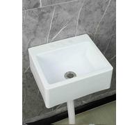 XRB2050 Lavandino a Muro in Resina, 33.5x29x13cm/13x11.4x5inch Moderno Lavandino Bagno Quadrata Sospeso Salvaspazio per Piccolo Guardaroba Bagno Wc Degli Ospiti Bianco 75cm Conduttura Fognaria
