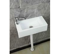 XRB2050 Lavandino a Muro in Resina, 40x20x11cm/15.7x7.9x4.3inch Lavandino Bagno Rettangolare per Piccolo Guardaroba Bagno Wc Degli Ospiti Bianco B - Rubinetto dell'acqua Fredda Singolo