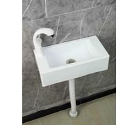 XRB2050 Lavandino a Muro in Resina, 40x20x11cm/15.7x7.9x4.3inch Lavandino Bagno Rettangolare per Piccolo Guardaroba Bagno Wc Degli Ospiti Bianco A - Rubinetto dell'acqua Fredda Singolo