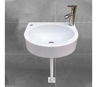 XRB2050 Lavandino a Muro in Resina, 45x34x14.5cm/17.7x13.4x5.7inch Lavandino Bagno Sospeso Salvaspazio, Lavandino Bagno Ovale per Piccolo Guardaroba Bagno Wc Degli Ospiti Bianco Accessori D