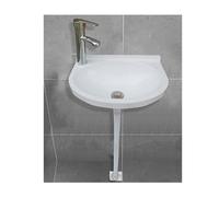 XRB2050 Lavello Ovale, 40x28x14cm/15.7x11x5.5inch Lavatoio Lavapanni Monoblocco in Resina PP, Lavello Angolare da Bagno per Interno e Esterno Lavanderia Garage Bagno Guardaroba WC Bianco Rubinetto C