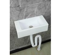 XRB2050 Lavello Rettangolare, 40x20x11cm/15.7x8x4.3inch Lavatoio Lavapanni Monoblocco in Resina PP, Lavello Angolare da Bagno per Lavanderia Garage Bagno Guardaroba WC 150cm Conduttura Fognaria