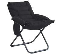 XRBCNMM Poltrona pieghevole con seduta regolabile in altezza e grandi tasche portaoggetti, sedia moderna per soggiorno, comoda sedia da salotto per camera da letto, ufficio, balcone (nero, pacchetto