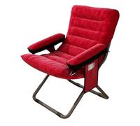 XRBCNMM Poltrona pieghevole con seduta regolabile in altezza e grandi tasche portaoggetti, sedia moderna per soggiorno, comoda, per camera da letto, ufficio, balcone (rosso, pacchetto 1)