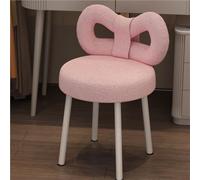 XRBCNMM Sedia da toeletta, graziosa sedia da toeletta, con schienale con fiocco, comoda sedia imbottita in velluto, con piedini in metallo, design ergonomico, sgabello moderno (rosa)