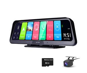 XRC TECH Q98 10 pollici a schermo intero 4G Touch IPS Cruscotto per auto Dash Cam Vista posteriore Android 8.1 Specchio con wifi GPS Navi Bluetooth musica Dual Lens FHD 1080P