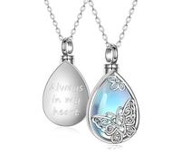 XRCXBLSC Collana con ciondolo in argento Sterling 925 con pietra di luna, per amante, stile francese, con fiore e farfalla, idea regalo per la libertà, realizzata a mano, con pietra portafortuna e
