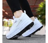 XRDSHY Scarpe con Rotelle Pulsante Skateboarding Regolabile All'aperto con Ruota Posteriore Retrattile Scarpe per Pattini Adulti E Bambini Outdoor Multisport Ginnastica Running,White-42