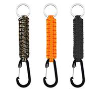 XREE 3 Pezzi Portachiavi Paracord, Cintura Portachiavi Gancio Portachiavi con Corda con Moschettone per Sopravvivenza Campeggio Escursionismo (Nero&Arancione&Camouflage)