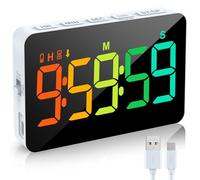 XREXS Minuterie Cuisine 5 Pouces Écran Couleur | Écran LED grand format, luminosité réglable, alarme puissante modulable, pour cuisine, étude, réunion et classe